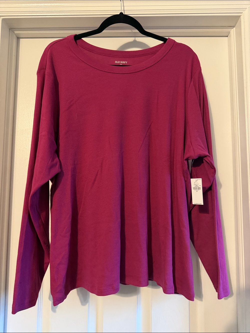 Old Navy Women's Long Sleeve Crewneck Top — Magenta